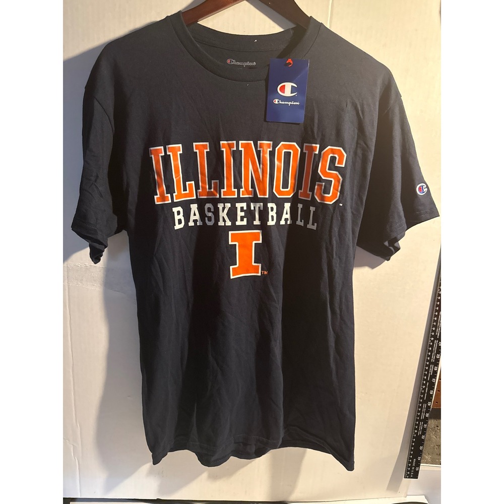 Champion Illinois Basketball T-Shirt Mens Medium Navy Blue Fighting Illini NWT